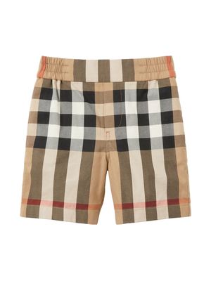 Burberry Kids check-print cotton shorts - Brown