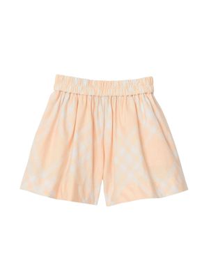 Burberry Kids check-print cotton shorts - Orange