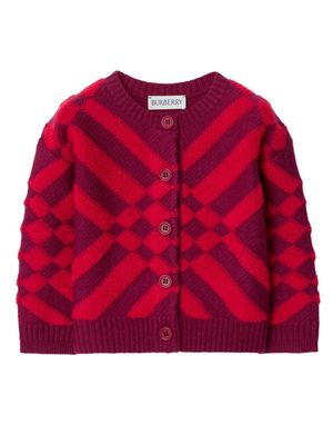 Burberry Kids check-print jacquard cardigan - Red