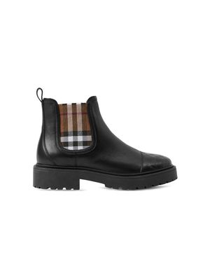 Burberry Kids check-print leather boots - Black