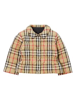 Burberry Kids check-print reversible puffer jacket - Neutrals