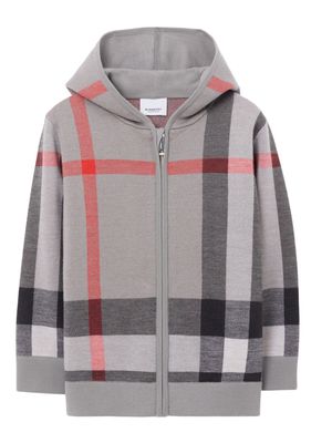 Burberry Kids check-print wool hoodie - Grey
