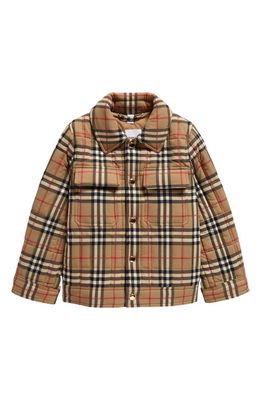 burberry Kids' Check Quilted Jacket in Archive Beige Ip Chk