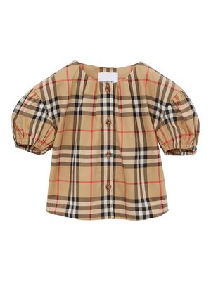 Burberry Kids Check Stretch Cotton Twill Blouse - ARCHIVE BEIGE IP CHK