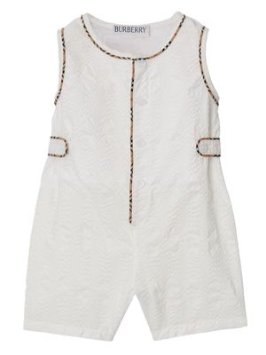 Burberry Kids check-trim cotton shorties set - White