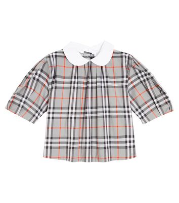 Burberry Kids Checked cotton-blend blouse
