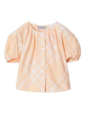 Burberry Kids checked cotton blouse - Orange
