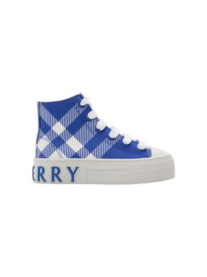 Burberry Kids checked cotton high-top sneakers - Blue