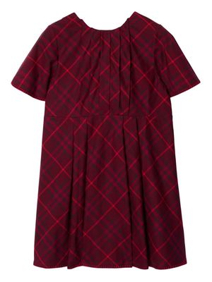 Burberry Kids checked cotton pleated dress - Red