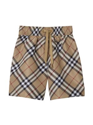 Burberry Kids checked drawstring shorts - Brown