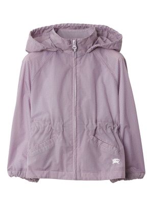 Burberry Kids checked hooded jacket - Purple