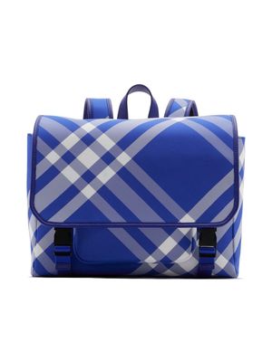 Burberry Kids checked leather backpack - Blue