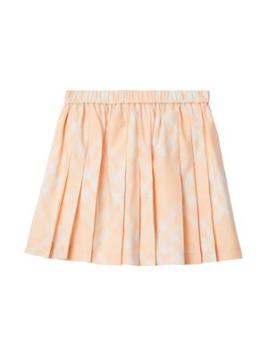 Burberry Kids checked pleated cotton miniskirt - Orange