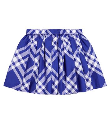 Burberry Kids Checked pleated cotton skirt
