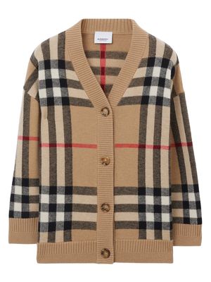 Burberry Kids checkered buttoned knitted cardigan - Neutrals