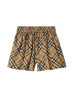 Burberry Kids checkered elasticated twill shorts - Neutrals