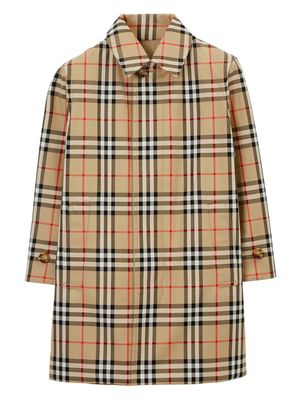 Burberry Kids checkered reversible single-breasted coat - Brown
