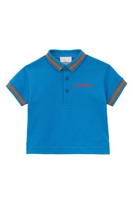 burberry Kids' Christo Embroidered Logo Cotton Polo in Canvas Blue