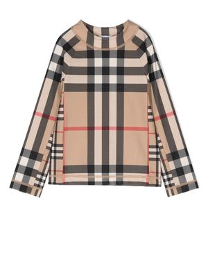 Burberry Kids Contrast Check long-sleeved top - Neutrals