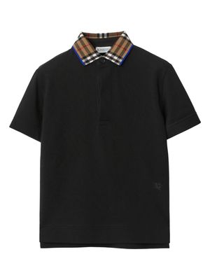 Burberry Kids contrast-collar cotton polo shirt - Black