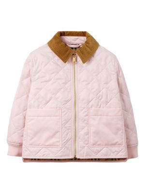 Burberry Kids corduroy-collar quilted jacket - Pink