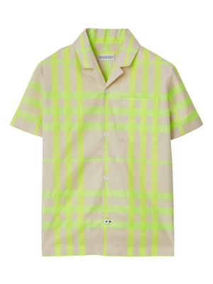 Burberry Kids cotton-blend checked shirt - Neutrals