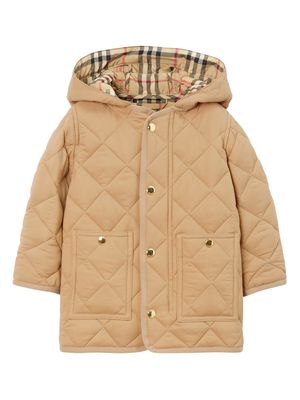 Burberry Kids diamond-quilted hooded padded coat - Neutrals