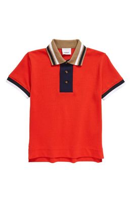 burberry Kids' Douglas Cotton Piqué Polo in Bold Red