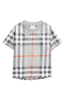 burberry Kids' Draven Check Stretch Cotton T-Shirt in Cool Charcoal Grey Ip Ch