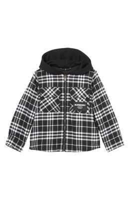 burberry Kids' Eddie Check Hooded Jacket in Black Ip Chk