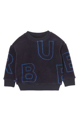 burberry Kids' Edgar Logo Fleece Sweatshirt in Navy Black Ip Pat