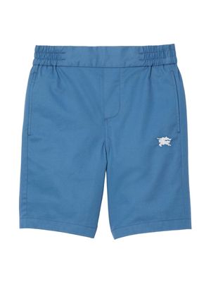 Burberry Kids EDK embroidered cotton shorts - Blue