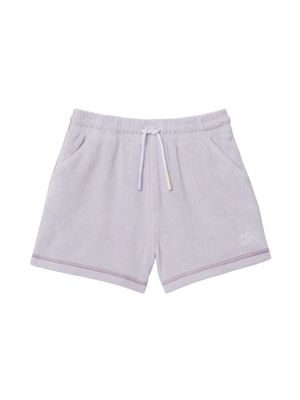 Burberry Kids EKD-embroidered towelling shorts - Purple
