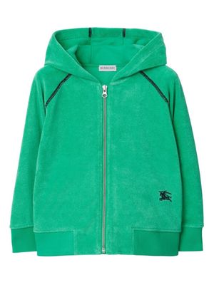 Burberry Kids EKD-embroidery zipped hoodie - Green