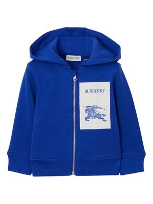 Burberry Kids EKD logo-patch cotton hoodie - Blue