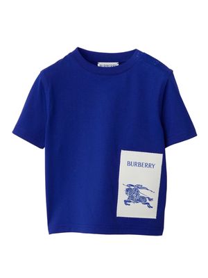 Burberry Kids EKD logo-patch cotton T-shirt - Blue