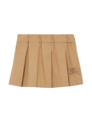Burberry Kids EKD Motif cotton pleated skirt - ARCHIVE BEIGE