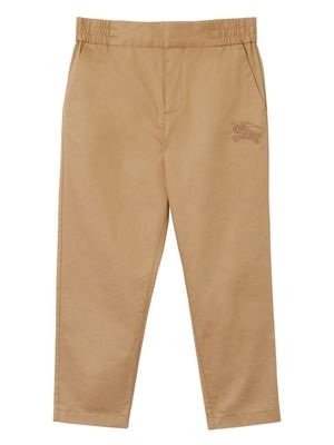 Burberry Kids EKD-motif cotton-twill trousers - Neutrals