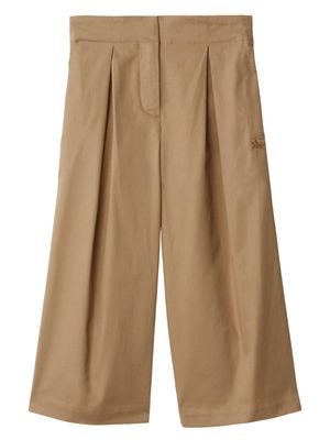 Burberry Kids EKD pleated cotton trousers - Brown