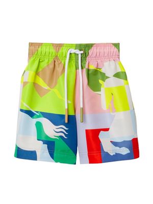 Burberry Kids EKD-print swim shorts - Green