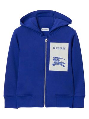 Burberry Kids Equestrian Knight cotton hoodie - Blue
