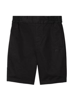 Burberry Kids Equestrian Knight-embroidered cotton shorts - Black