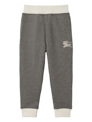Burberry Kids Equestrian Knight-embroidered cotton track pants - Grey