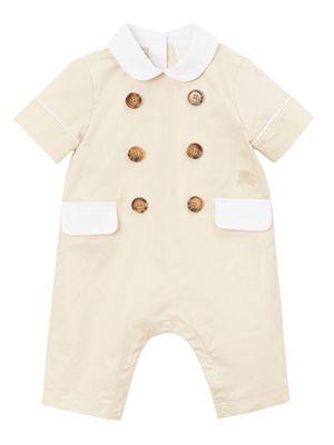 Burberry Kids Equestrian-Knight embroidered playsuit - Neutrals