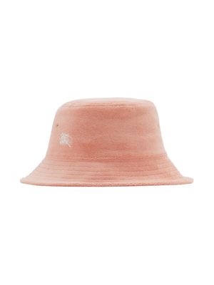 Burberry Kids Equestrian Knight embroidered towelling bucket hat - Pink