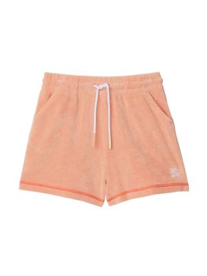 Burberry Kids Equestrian Knight-embroidered towelling shorts - Pink