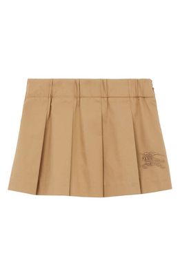 burberry Kids' Gabrielle Embroidered EKD Pleated Skirt in Archive Beige