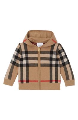 burberry Kids' Gerard Archive Check Wool & Cashmere Blend Zip Hoodie in Archive Beige Ip Chk