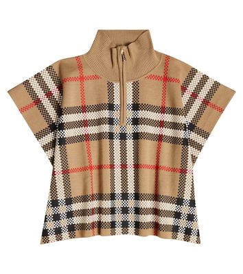 Burberry Kids Ginny checked wool-blend poncho