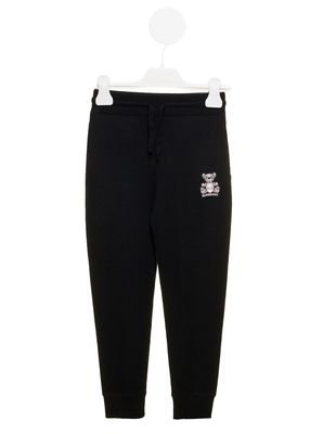 Burberry Kids Girls Black Track Pants With Bear Patch